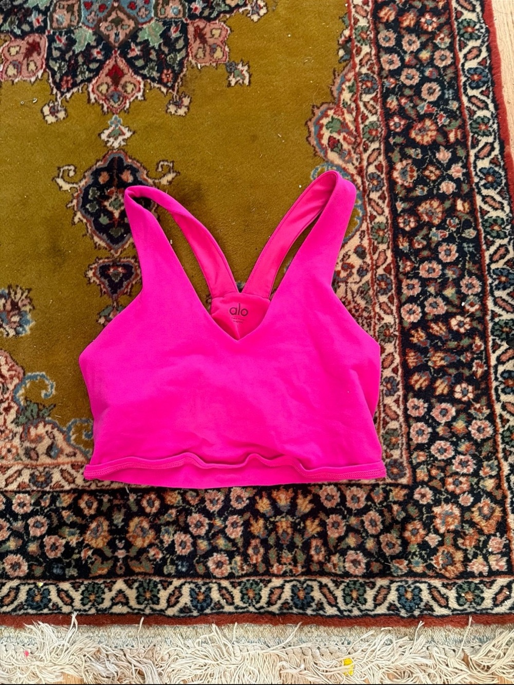 ALO Yoga Hot Pink V-Neck Crop Top